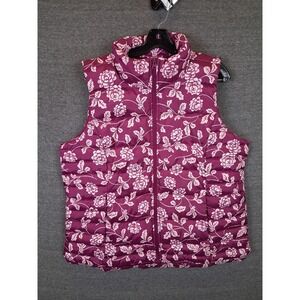 NEW‎ Lands End Womens Jacket XL 18 Purple Floral 600 FP Goose Down Puffer Vest